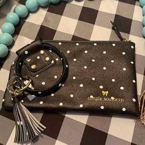 Simply Southern Black and White Polka Dot Wristlet Clutch